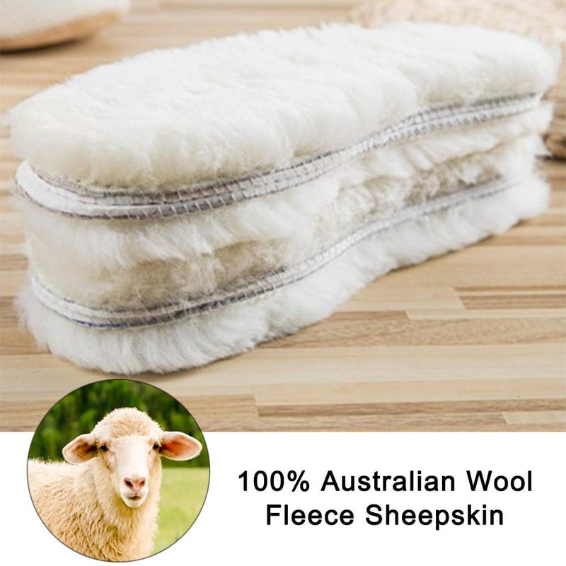 Bacophy 2 Pairs Genuine Thick Sheepskin Fleece Insoles for Women, Premium Warm Fluffy Wool Replacement Cozy Breathable Inner Soles for Shoes Boots Slippers Women Size 8 - Image 5